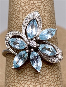 *КОЛЬЦО р.17,5 Голубой Топаз арт. R00095-932, (вес 3,82 г) - фото 334294 *КОЛЬЦО р.17,5 Голубой Топаз арт. R00095-932, (вес 3,82 г) - фото 334294