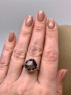 *КОЛЬЦО р.17,5 Раухтопаз Дымчатый Кварц арт. R00485-214, (вес 3,86 г) - фото 334393