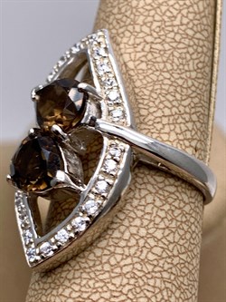 *КОЛЬЦО р.18 Раухтопаз Дымчатый Кварц арт. R00342-307, (вес около 7,92 г) - фото 334496