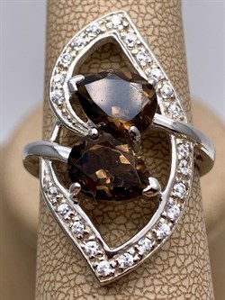 *КОЛЬЦО р.18 Раухтопаз Дымчатый Кварц арт. R00342-307, (вес около 7,92 г) - фото 334499