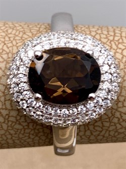 *КОЛЬЦО р.17,5 Раухтопаз Дымчатый Кварц арт. R00590-951, (вес около 3,96 г) - фото 334573