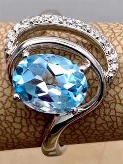 *КОЛЬЦО р.17 Голубой Топаз арт. R00311-358, (вес 3,68 г) - фото 334890 *КОЛЬЦО р.17 Голубой Топаз арт. R00311-358, (вес 3,68 г) - фото 334890
