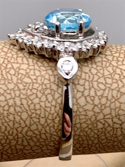 *Кольцо р.17,5 Голубой Топаз арт. R00325-974, (вес 3,21 г) - фото 334932 *Кольцо р.17,5 Голубой Топаз арт. R00325-974, (вес 3,21 г) - фото 334932