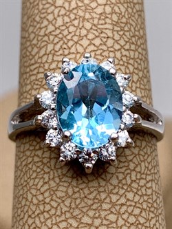 *Кольцо р.17,5 Голубой Топаз арт. R00369-375, (вес 4 г) - фото 334943 *Кольцо р.17,5 Голубой Топаз арт. R00369-375, (вес 4 г) - фото 334943