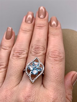*КОЛЬЦО р.17 Голубой Топаз арт. R00372-196, (вес 4,51 г) - фото 335006
