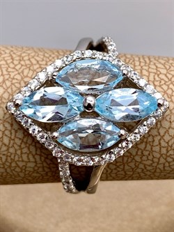 *Кольцо р.17,5 Голубой Топаз арт. R00632-136, (вес 4,61 г) - фото 335356 *Кольцо р.17,5 Голубой Топаз арт. R00632-136, (вес 4,61 г) - фото 335356