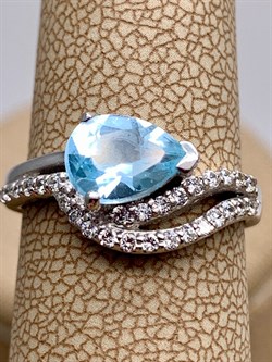 *КОЛЬЦО р.16,5 Голубой Топаз арт. R00407-345, (вес 2,63 г) - фото 335700