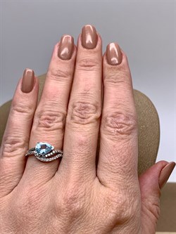 *КОЛЬЦО р.16,5 Голубой Топаз арт. R00407-345, (вес 2,63 г) - фото 335701
