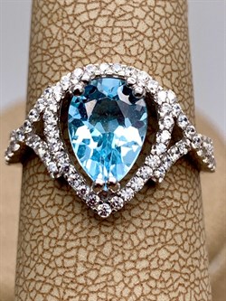 *Кольцо р.17,5 ТГолубой Топаз арт. R00494-758, (вес 3,18 г) - фото 335750 *Кольцо р.17,5 ТГолубой Топаз арт. R00494-758, (вес 3,18 г) - фото 335750