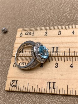 *КОЛЬЦО р.17 Голубой Топаз арт. R00422-206, (вес около 4,49 г) - фото 335764