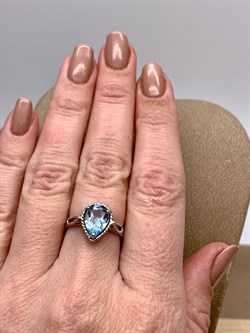 *КОЛЬЦО р.17 Голубой Топаз арт. R00238-575, (вес около 2,61 г) - фото 335921