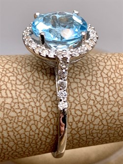 *КОЛЬЦО р.17,5 Голубой Топаз арт. R00106-701, (вес 3,1 г) - фото 335998