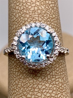 *КОЛЬЦО р.17,5 Голубой Топаз арт. R00106-701, (вес 3,1 г) - фото 335999