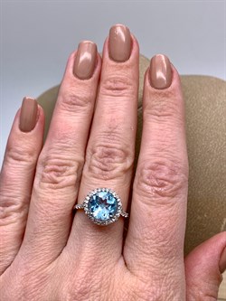 *КОЛЬЦО р.17,5 Голубой Топаз арт. R00106-701, (вес 3,1 г) - фото 336000
