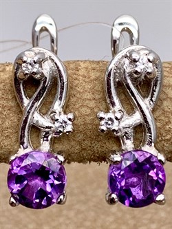 *Серьги Аметист арт. E00025-598 Вес 2,84 г - фото 336963