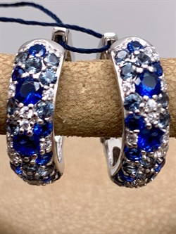 *Серьги Конго Сапфир иск арт. 02-1676/0КЦ3-00-561 вес 4,74 г - фото 337061