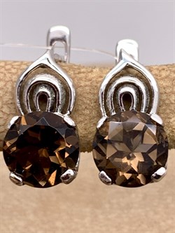 *Серьги Раухтопаз Дымчатый Кварц  арт. E00222-769, (вес 4,01 г) - фото 337282