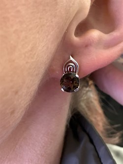 *Серьги Раухтопаз Дымчатый Кварц  арт. E00222-769, (вес 4,01 г) - фото 337284