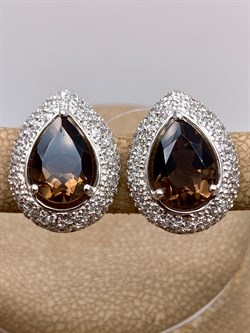 *СЕРЬГИ Раухтопаз Дымчатый Кварц арт. E00633-594, (вес 5,81 г) - фото 337289