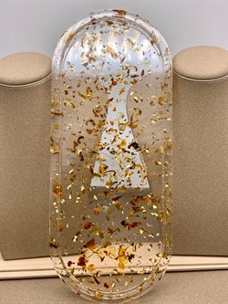 Поднос р.24-10-1,5 см Янтарь Золотая поталь арт 250410 вес 157,56 гр - фото 337378