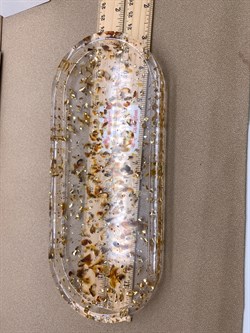 Поднос р.24-10-1,5 см Янтарь Золотая поталь арт 250410 вес 157,56 гр - фото 337381