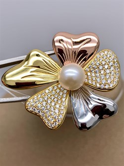 *Брошь Цветок Белый Жемчуг арт. PI-Br2501-3-X-RWL-PN-X-W-658 вес 8,5 г - фото 337406 *Брошь Цветок Белый Жемчуг арт. PI-Br2501-3-X-RWL-PN-X-W-658 вес 8,5 г - фото 337406
