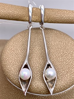 *Серьги Белый Жемчуг арт. PI-E01306-X-W-PS-X-X-933 вес 6,01 г - фото 337467