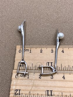 *Серьги Белый Жемчуг арт. PI-E01306-X-W-PS-X-X-933 вес 6,01 г - фото 337470