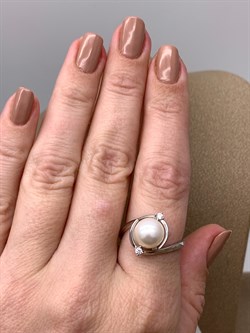 *Кольцо р.18,5 Белый Жемчуг арт. PI-R02529-X-W-W-X-W-659 вес 3,38 г - фото 337489