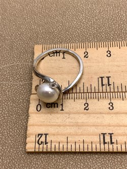 *Кольцо р.18,5 Белый Жемчуг арт. PI-R02529-X-W-W-X-W-659 вес 3,38 г - фото 337491