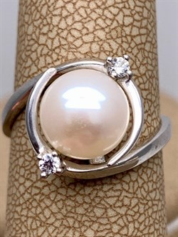 *Кольцо р.16,5 Белый Жемчуг арт. PI-R02529-X-W-W-X-W-312 вес 3,17 г - фото 337498