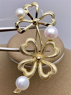 *Брошь Клевер Белый Жемчуг арт. PI-Br02612-X-L-PN-X-X-174 вес 9,9 г - фото 337515 *Брошь Клевер Белый Жемчуг арт. PI-Br02612-X-L-PN-X-X-174 вес 9,9 г - фото 337515