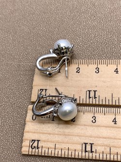 *Серьги Белый Жемчуг арт 24S-T800680-186 вес 8 г - фото 337552 *Серьги Белый Жемчуг арт 24S-T800680-186 вес 8 г - фото 337552