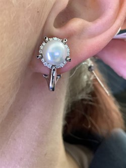 *Серьги Белый Жемчуг арт 24S-T800680-186 вес 8 г - фото 337553 *Серьги Белый Жемчуг арт 24S-T800680-186 вес 8 г - фото 337553