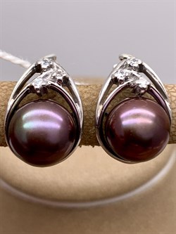 *Серьги Шоколадный Жемчуг д.9,5*10мм арт. 2.0674.0.b-214 Вес 5,72 г - фото 337576 *Серьги Шоколадный Жемчуг д.9,5*10мм арт. 2.0674.0.b-214 Вес 5,72 г - фото 337576