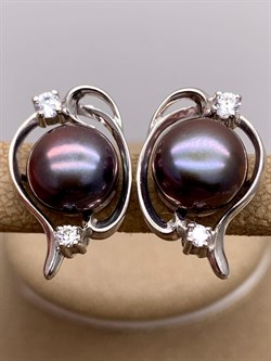 *Серьги Черный Жемчуг д.9,5*10мм арт. 2.0495.0.b-819 Вес 6,03 г - фото 337592