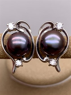 *Серьги Черный Жемчуг д.9,5*10мм арт. 2.0495.0.b-819 Вес 6,03 г - фото 337593 *Серьги Черный Жемчуг д.9,5*10мм арт. 2.0495.0.b-819 Вес 6,03 г - фото 337593