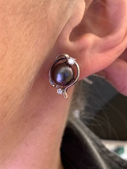 *Серьги Черный Жемчуг д.9,5*10мм арт. 2.0495.0.b-819 Вес 6,03 г - фото 337594 *Серьги Черный Жемчуг д.9,5*10мм арт. 2.0495.0.b-819 Вес 6,03 г - фото 337594