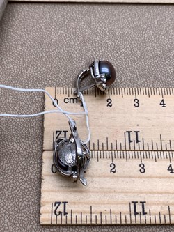 *Серьги Черный Жемчуг д.9,5*10мм арт. 2.0495.0.b-819 Вес 6,03 г - фото 337595 *Серьги Черный Жемчуг д.9,5*10мм арт. 2.0495.0.b-819 Вес 6,03 г - фото 337595