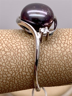 *Кольцо р.18,5 Черный Жемчуг д.9,5*10мм арт. 1.0495.0.b-673 Вес 3,22 г - фото 337601