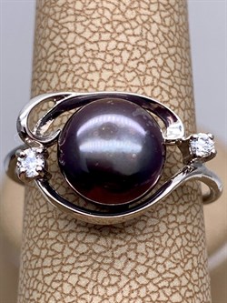 *Кольцо р.18,5 Черный Жемчуг д.9,5*10мм арт. 1.0495.0.b-673 Вес 3,22 г - фото 337602