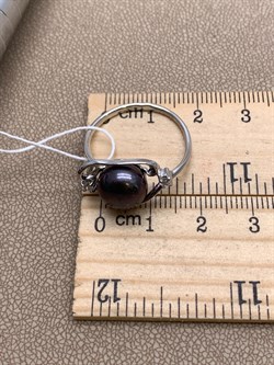 *Кольцо р.18,5 Черный Жемчуг д.9,5*10мм арт. 1.0495.0.b-673 Вес 3,22 г - фото 337605