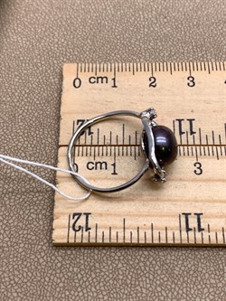 *Кольцо р.18,5 Черный Жемчуг д.9,5*10мм арт. 1.0495.0.b-673 Вес 3,22 г - фото 337606