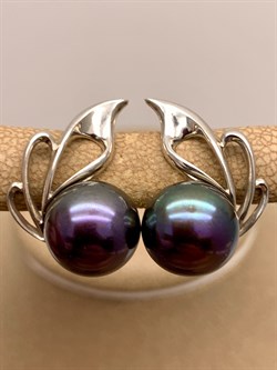 *Серьги Черный Жемчуг д.10,5*11мм арт. 2.0316.0.b-053 Вес 6,11 г - фото 337618