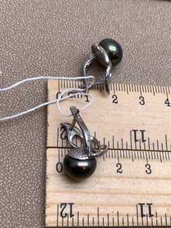 *Серьги Черный Жемчуг д.10,5*11мм арт. 2.0316.0.b-053 Вес 6,11 г - фото 337620