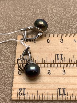 *Серьги Черный Жемчуг д.10,5*11мм арт. 2.0316.0.b-053 Вес 6,11 г - фото 337621