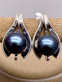 *Серьги Черный Жемчуг д.7,5*8мм арт. 2.0021.0.b-116 Вес 4,04 г - фото 337640 *Серьги Черный Жемчуг д.7,5*8мм арт. 2.0021.0.b-116 Вес 4,04 г - фото 337640