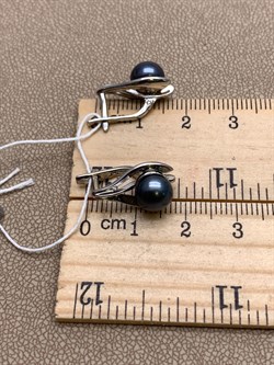 *Серьги Черный Жемчуг д.7,5*8мм арт. 2.0021.0.b-116 Вес 4,04 г - фото 337643 *Серьги Черный Жемчуг д.7,5*8мм арт. 2.0021.0.b-116 Вес 4,04 г - фото 337643