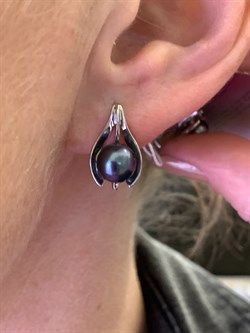 *Серьги Черный Жемчуг д.7,5*8мм арт. 2.0021.0.b-116 Вес 4,04 г - фото 337644 *Серьги Черный Жемчуг д.7,5*8мм арт. 2.0021.0.b-116 Вес 4,04 г - фото 337644