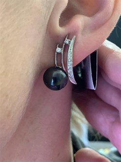 *Серьги Черный Жемчуг д.10,5*11мм арт. 2.0461.0.b-837 Вес 6,78 г - фото 337675